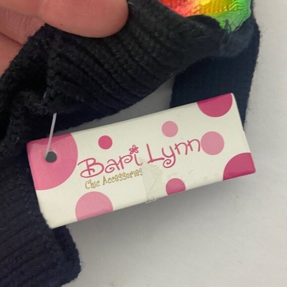 NWT Nordstrom Bari Lynn Kids Metallic Stripe Convertible Mittens Black Rainbow - Picture 5 of 6